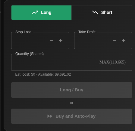 Illustration of ChartingPark fast-forward simulation with TradingView charts and trade panel